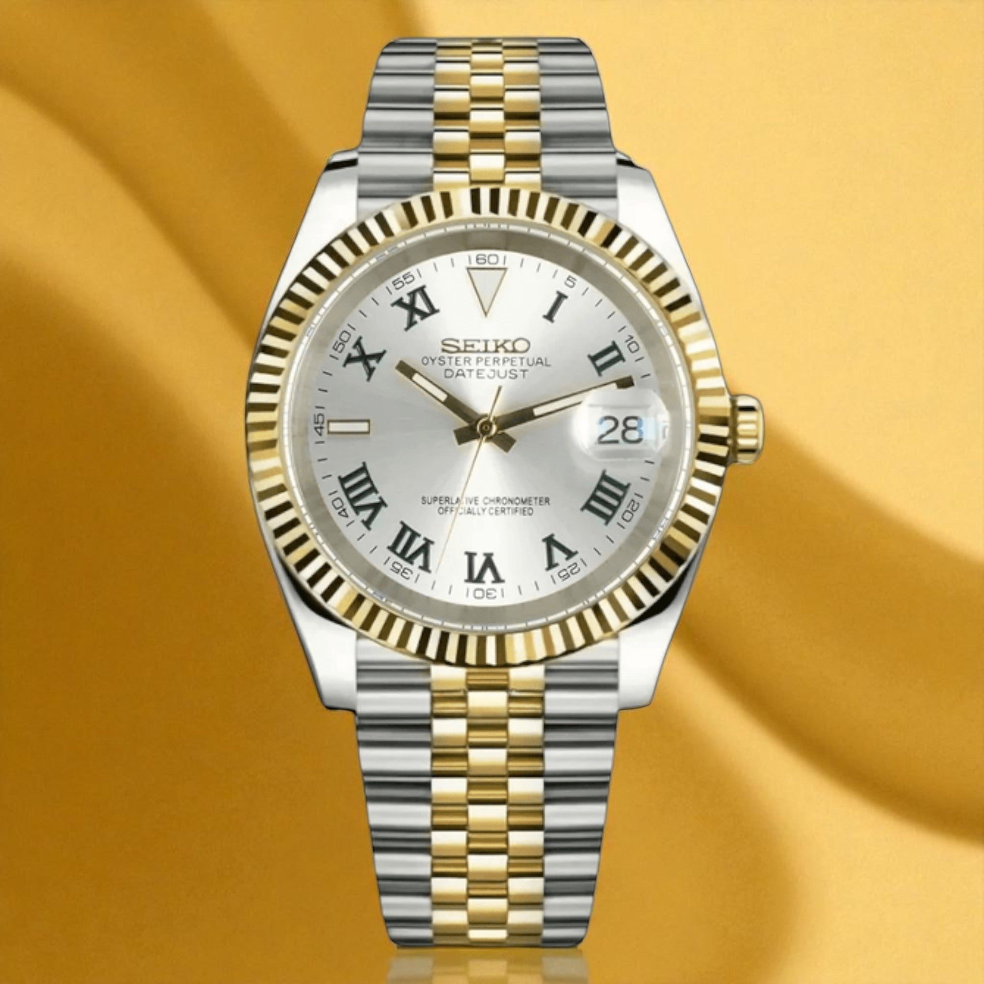 Datejust - Or Two Tone Blanc Chiffres Romains