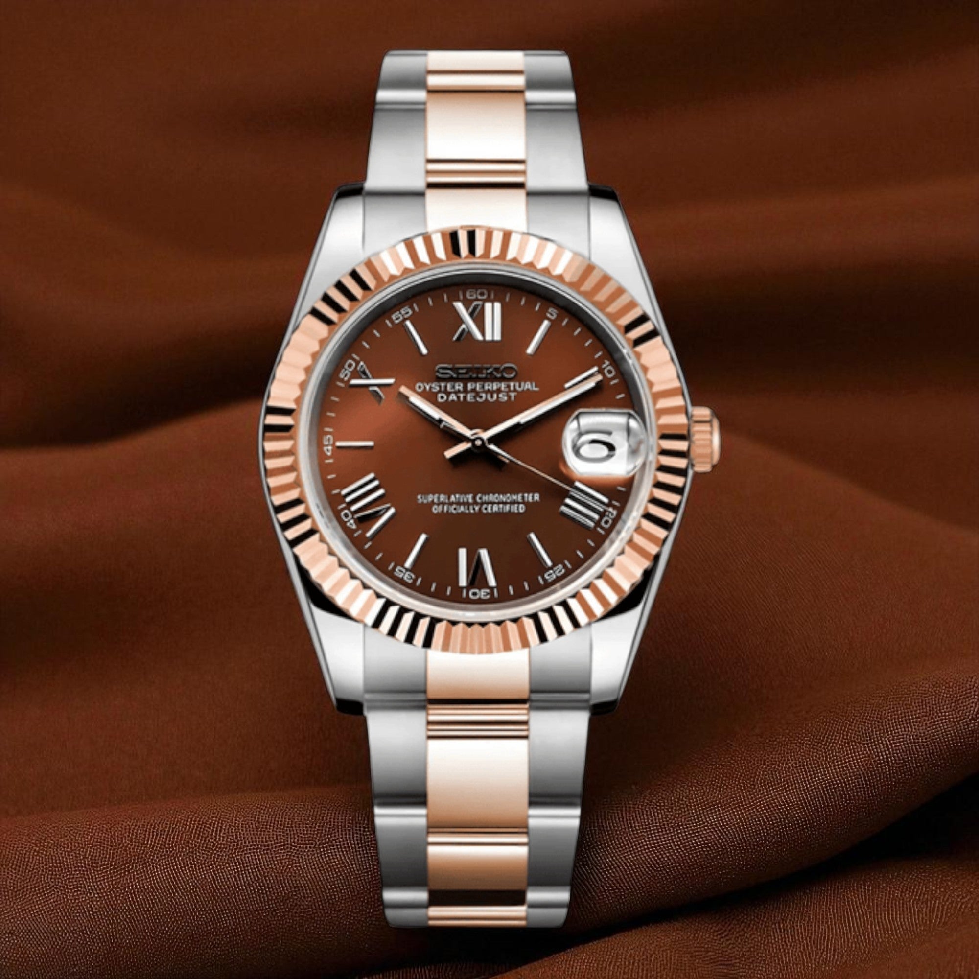 Datejust - Or Rose Two Tone Chocolate Chiffres Romains