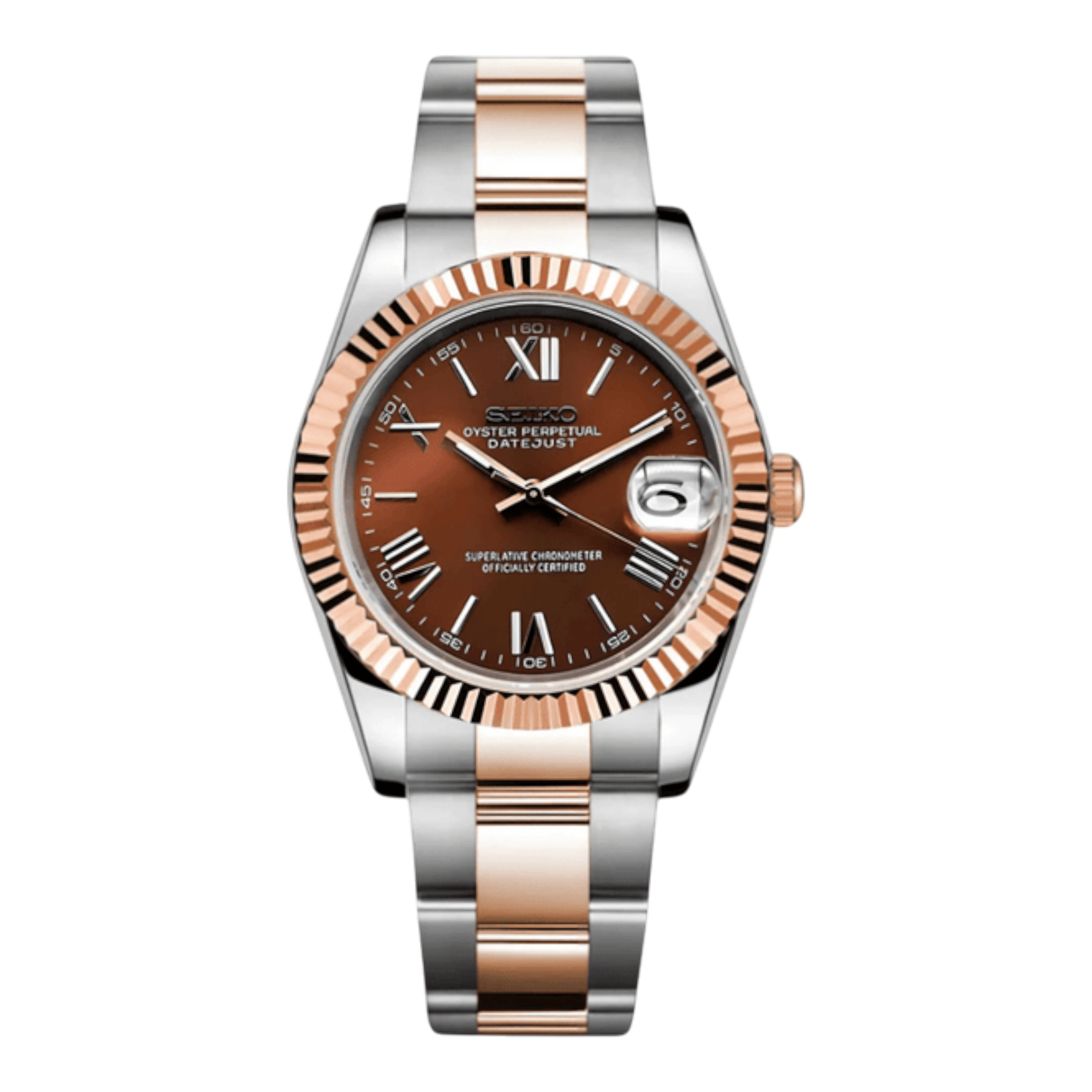 Datejust - Or Rose Two Tone Chocolate Chiffres Romains
