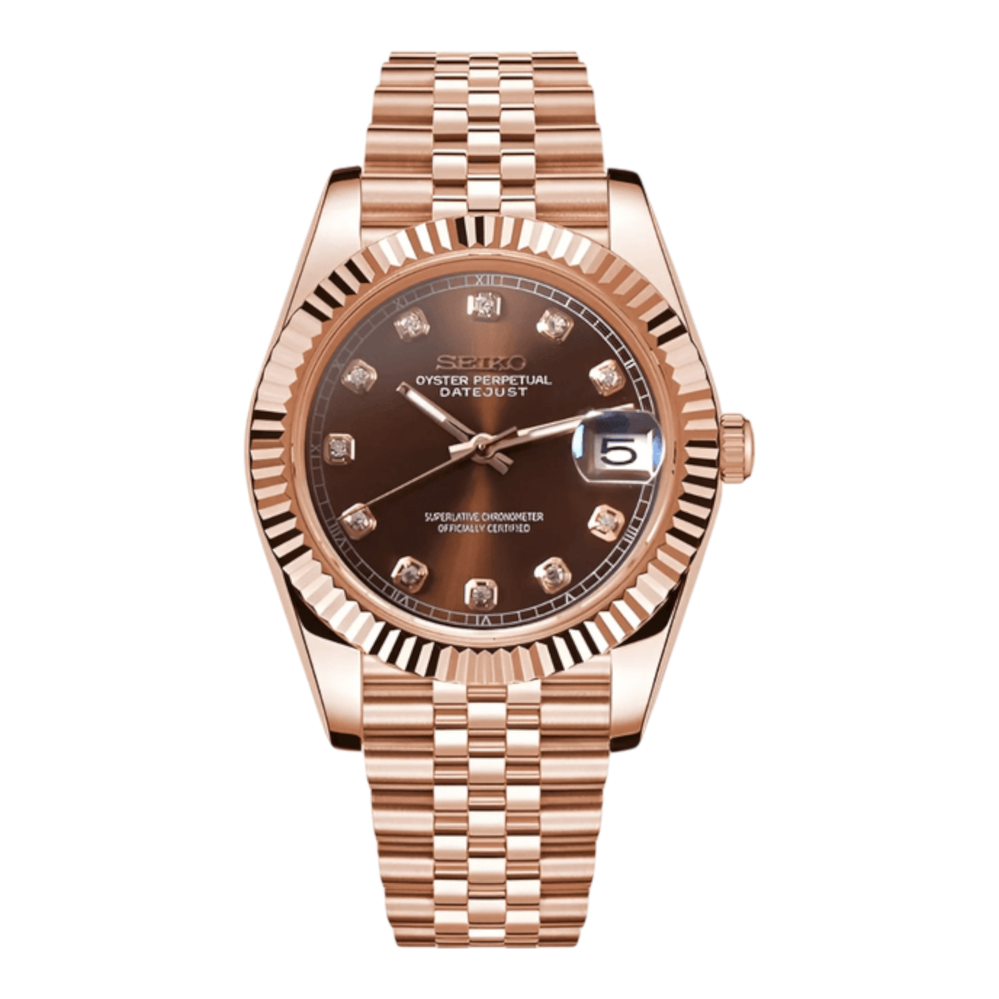 Datejust - Or Rose Gem Marron