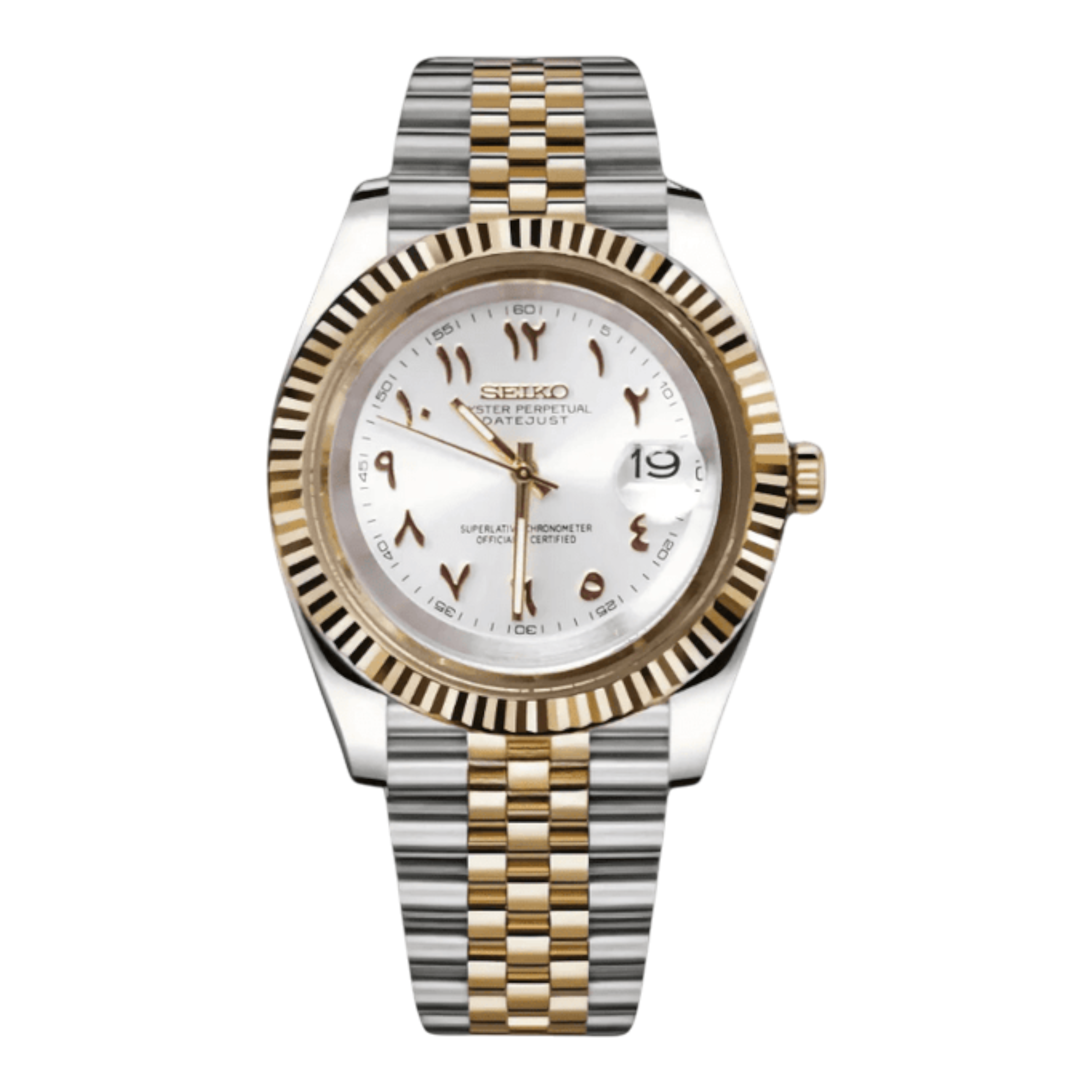 Datejust - Or Two Tone Arabic Dial Blanc