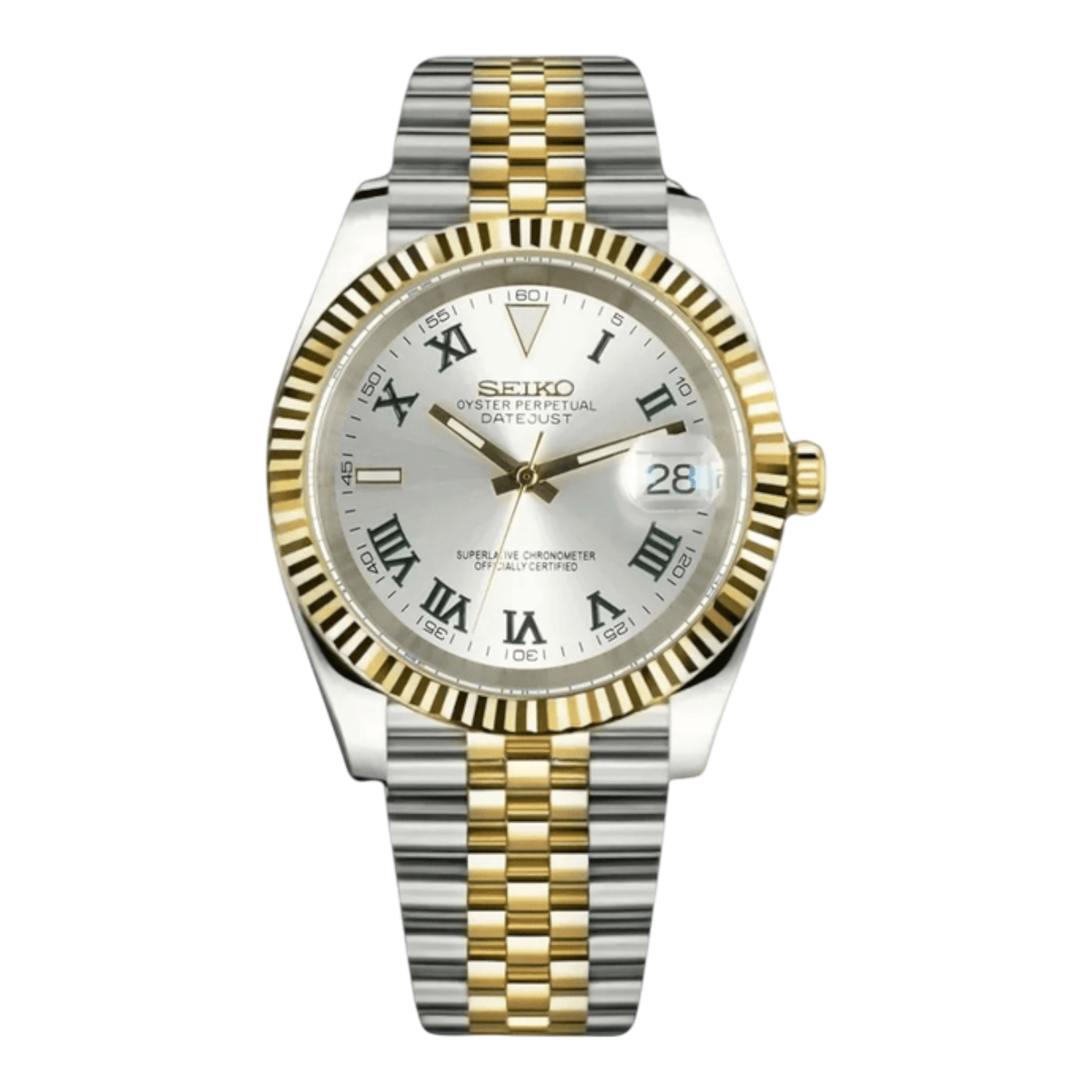 Datejust - Or Two Tone Blanc Chiffres Romains