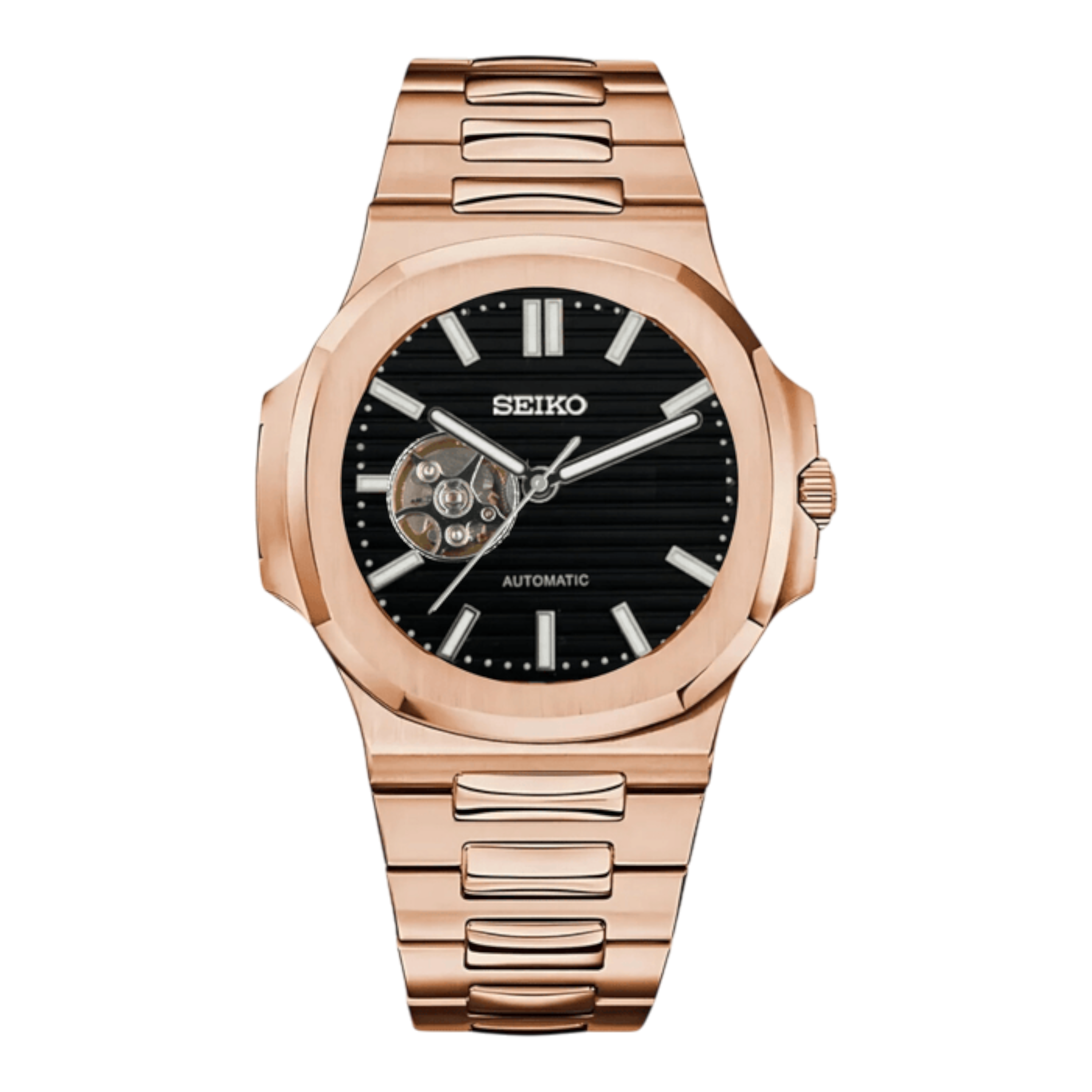 Nautilus - Or Rose Noir Coeur Ouvert